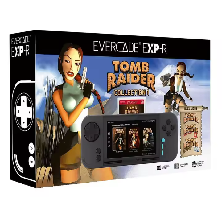 Consola Evercade EXP-R Neon Retro + Tomb Raider Collection 1 - 1