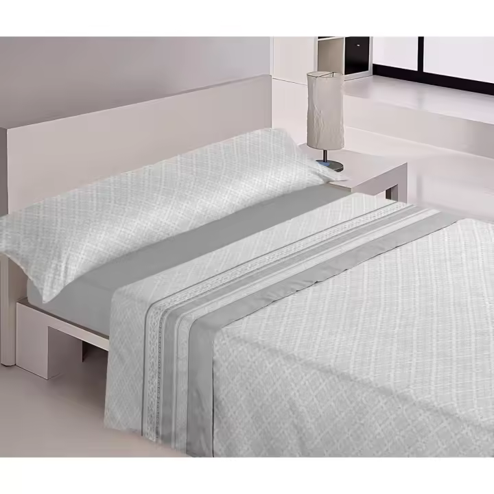 Mercatienda.es - Juego de Sábanas de Verano Microfibra 3 Piezas - Extra Suaves - Hibisco en Gris. - 1