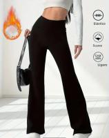 Leggings De Veludo Térmico Para Otoño E Invierno Con Cintura Alta Y Levantamiento De Caderas Pantalones De Yoga De Invierno Flared Y Anchos - details 4