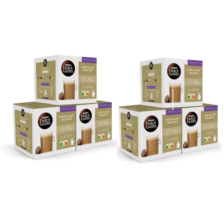 NESCAFÉ Dolce Gusto Café con Leche delicato- 96 cápsulas, Tueste medio con notas sutiles a caramelo (pack  6x 16) - 1
