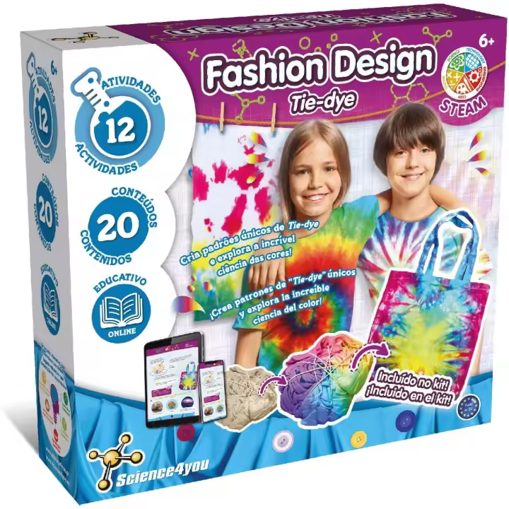 Science4you Fashion Design para Niños, Incluye 12 Actividades y Bolsa Tie Dye - 1