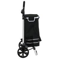 Carro de Compras vidaXL con Ruedas y Asa Ajustable Negro 40 L - details 2