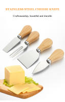 WIKHOSTAR Set De 4 Cuchillos Para Queso De Acero Inoxidable Con Mango De Roble Cortador De Queso Y Espátula Para Mantequilla Herramientas De Queso Para La Cocina - details 0