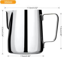 Jarra de Maple inoxidable, 350 ml de Creme de café de mano, para espuma de leche, Jarra with Brand de Medicina y Bolígrafo Latte Art, Perfectas para Barista, Capuchin - details 0