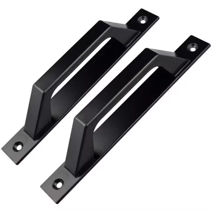 Paquete de 2 manijas de puerta en forma de D para puerta de jardín de madera, color negro, 200 mm - 1