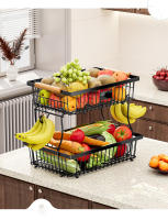 Cesta De Frutas Y Verduras De Metal Con Gancho Y Mango De Madera Organizador Desmontable Y Plegable Para Cocina - details 17