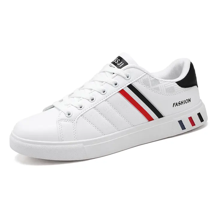 Zapatos Deportivos Casuales Para Hombres Cuero PU Ligeros Transpirables Zapatillas De Tenis Blancas Planas Para Adultos - 1
