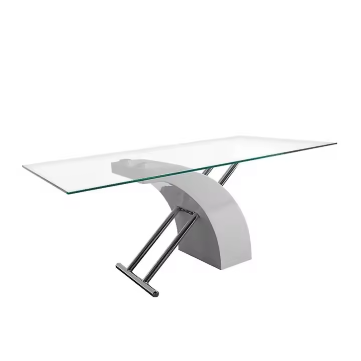 Lúzete - Mesa De Centro Clarity Transp/blanca  Mdf  Lacado Blanco, Barra De Acero Y Cristal - 1