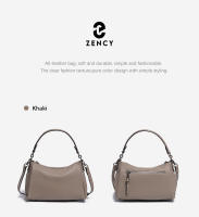 Bolso De Hombro Para Mujer Zency De Cuero Genuino Suave Negro Caqui Beige Gran Capacidad Con Dos Correas Bolso Crossbody - details 12