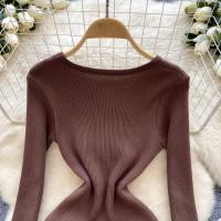 Vestido Corto Tejido Y2K Para Mujer Con Botones Cuello En V Diseño De Corbata Slim Para Oficina Estilo Chic Temporada Otoño - details 19