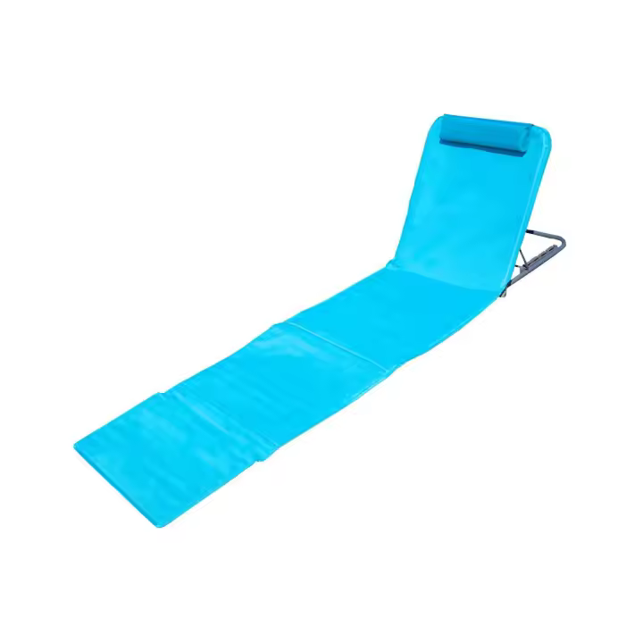 Sun & Surf Esterilla de Playa Reclinable Turquesa con Ribete Royal y Estructura de Acero - 1