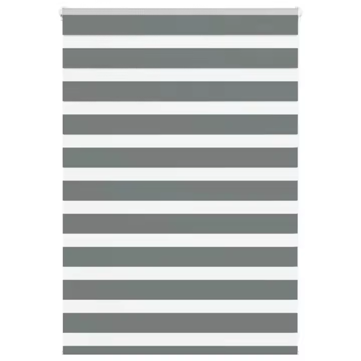 vidaXL Estor cebra gris oscurode tejido poliéster en dimensiones 80x100 cm/80x150 cm/85x100 cm y más | protección solar decorativa para ventanas hogar oficina dormitorio fácil de instalar - 1