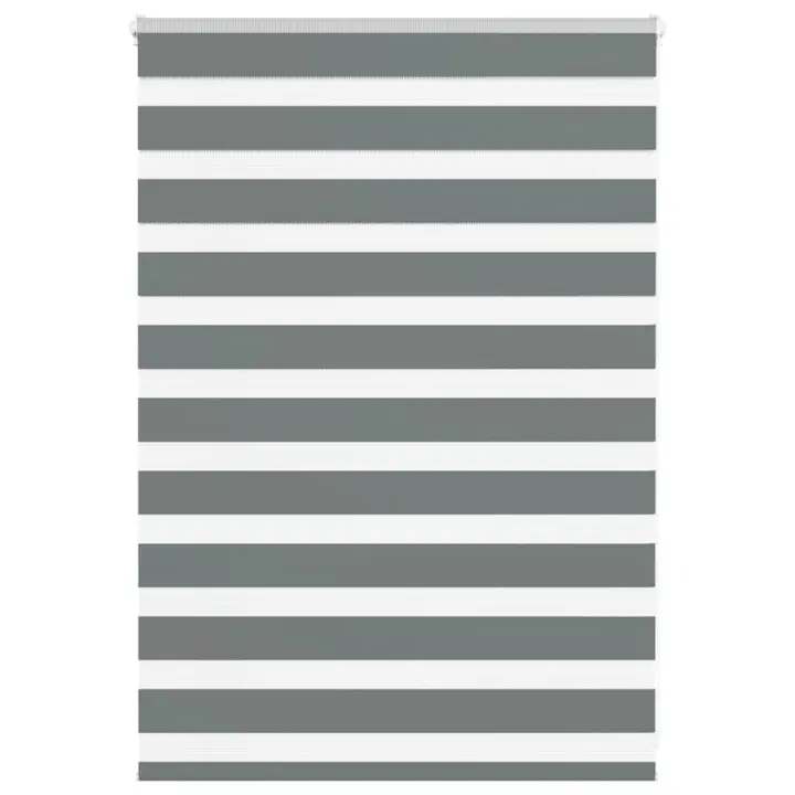 vidaXL Estor cebra gris oscurode tejido poliéster en dimensiones 80x100 cm/80x150 cm/85x100 cm y más | protección solar decorativa para ventanas hogar oficina dormitorio fácil de instalar - 1