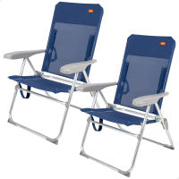 Aktive - Silla de playa plegable, azul marino, medidas 47x60x94 cm, reclinable 6 posiciones, con topes antivuelco, sin tubo delantero, aluminio, peso máx. 110 kg, plegado ultrafino, asas para transporte, sillas para playa - details 1