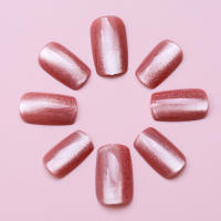 24pcs/set Uñas Postizas Cortas Cuadradas Con Diseño De Ojos De Gato Y Brillo En Colores Rosa Verde Morado Amarillo Y Nude Para Artículos De Belleza Y Uñas - details 23