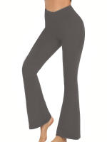 Leggings Flared Para Mujer Pantalones De Yoga Con Cintura Alta Control De La Panza Crossover Spandex Y Poliéster Talla True Fit - details 2