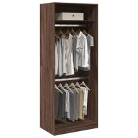 vidaXL Armario de madera de ingeniería 80x50x200 cm en color Negro/Marrón roble/Roble ahumado y más | almacenamiento funcional diseño moderno para baño dormitorio sala - details 1