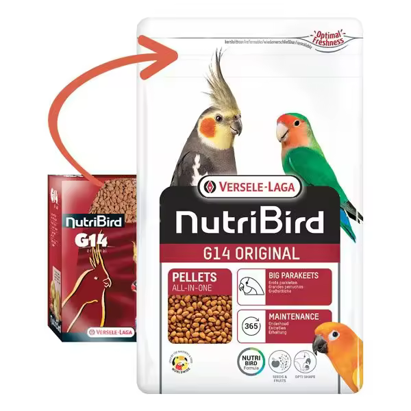 Nutribird G14 Original Versele Laga, 1kg, 10kg, Comida de Pájaros, Pienso para Ninfas, Agapornis - 1