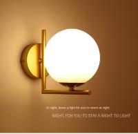 Lámpara De Pared Sférica De Vidrio Para Dormitorio Y Estudio Luz De Noche Simple En Oro Y Negro Estilo Nórdico Moderno - details 0