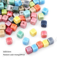 20pcs Cuentas De Cerámica De Moda 6mm Cuadradas Con Agujero De 2.0mm Para Creación De Joyas DIY Porcelana Hecha a Mano - details 3