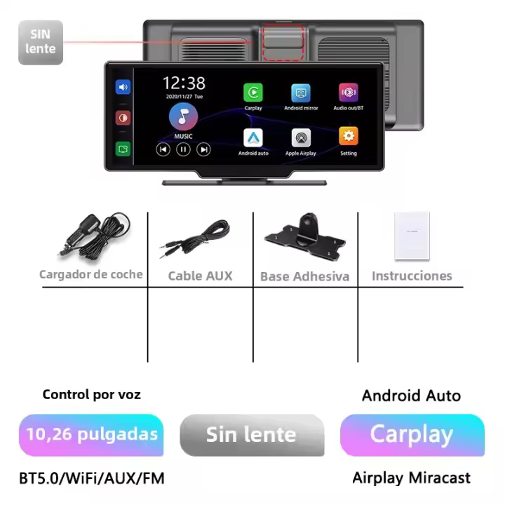 Cámara De Coche 4K Con Pantalla Táctil De 11.26 Pulgadas DVR Soporte Para Apple Carplay Y Android Auto Doble Lente Frontal Y Rear Black Box Accesorios - 1
