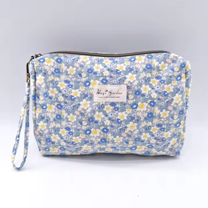 Bagsgarden- Neceser de viaje para mujer de algodón con estampado floral - Organizador cosmético portátil de gran capacidad para productos esenciales - 1