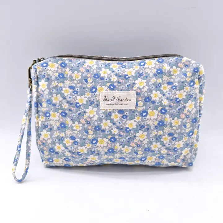 Bagsgarden- Neceser de viaje para mujer de algodón con estampado floral - Organizador cosmético portátil de gran capacidad para productos esenciales - 1