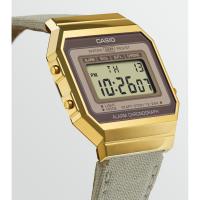 Reloj CASIO digital VINTAGE Iconic A700WEGL-7A correa de tela y piel luz led alama - details 4