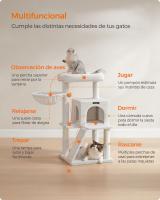 Árbol para Gatos Grandes con Vivienda, Rampa, Hamaca y Pompón - Disponible en Blanco Crema o Rosa Jalea - details 1