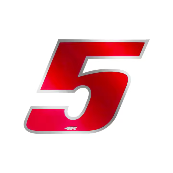 Pegatina Race Number para Motocicleta "5" Rojo 100x130mm - 1