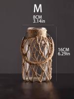 Vaso De Cristal Rustico Colgante Con Correa De Malla Para Flores Secas Decoración De Hogar Para Sala De Estar Y Mesas Transparente Boho Vintage - details 5