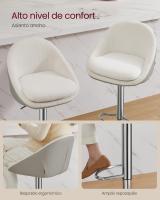 Taburete de Bar, Juego de 2, Regulable en Altura, Giratorio 360°, Silla de Cocina con Respaldo, Base de Acero, Reposapiés, para Mostrador y Comedor - details 2