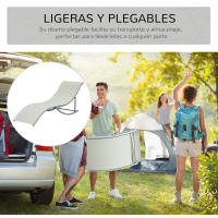 Outsunny 2 Tumbonas Plegables de Aluminio en Forma de S Ergonómica con Tela Texteline para Piscina Patio Jardín Terraza 165x61x63 cm - details 3