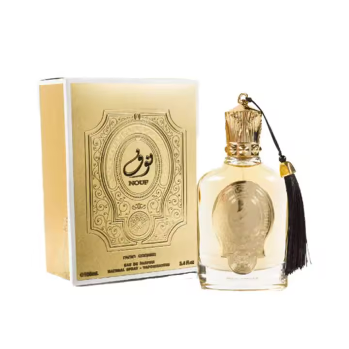 Perfume Árabe 100% Original Paris Corner Unisex Nouf EDP 100ml | Fragancia Oriental y Amaderada de Alta Gama con Notas de Ámbar, Cuero y Especias | Perfume de Larga Duración con Presentación de Lujo | Elegancia, Sofisticación y Tradición en un Solo Aroma - 1