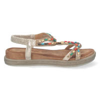 Davinia Shoes Sandalia Plana para Mujer, Comoda, Tiras con Detalles de Colores, y Cierre Elastico en el Talon Shoes&Blues.es AF-2329-Oro - details 1