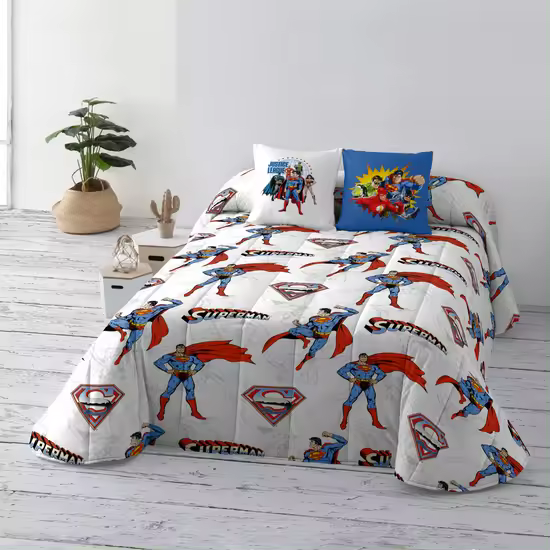 BL BELUM   Superman Colcha Bouti Man Of Steel, colcha tejido algodón orgánico y peinado  , colcha suave, colcha  todas las estaciones - 1