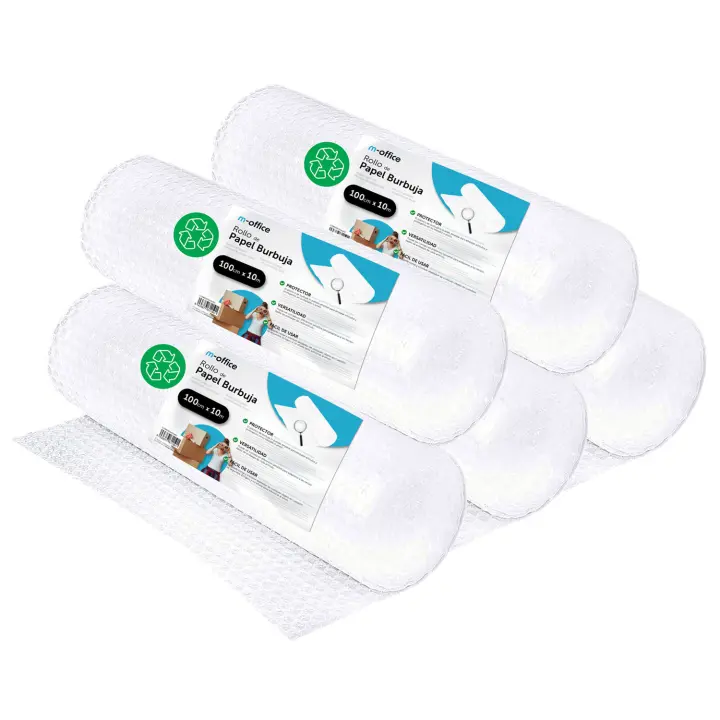 Rollo Plástico de Burbujas, Rollo de Burbujas Reciclado para Embalar, Plástico de Burbujas para Mudanzas, Embalajes y Cajas, Plástico de Burbujas para Embalaje · m-office (100cm x 10m, 5 und) - 1