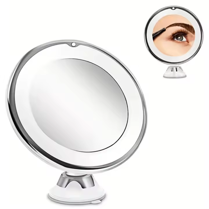 Espejo De Maquillaje Con Aumento De 10X Y Luz De Mesa Flexible LED Espejo De Venta Para Cosméticos Con Absorción Para Viajes - 1