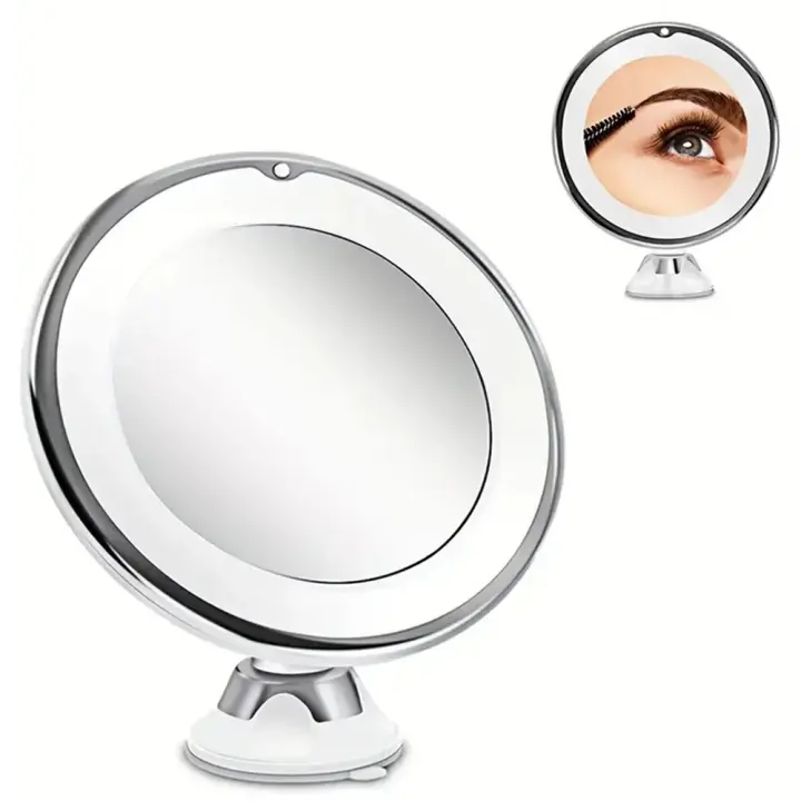 Espejo De Maquillaje Con Aumento De 10X Y Luz De Mesa Flexible LED Espejo De Venta Para Cosméticos Con Absorción Para Viajes - 1