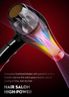 Secador de pelo Profesional de Cerámica iónica de 2200 W Secador de pelo de calidad de salón de Seco rápido con accesorios de Boquilla para un Brillo y Cabello SEEDY Cable - details 6