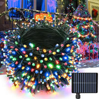 Luces Solares Para Navidad Cadena De Luces Exteriores Impermeables Con Cable Verde De 8 Modos Decoración De Árbol Y Jardín - details 7