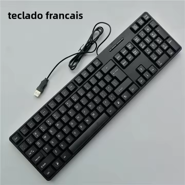 Teclado De Juego With Teclas De Letras-En Español Francés Ruso Árabe 104 Teclas Cableado USB Para Computadora ZUIDID - 1