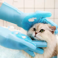 Accesorios De Baño Para Gatos Cepillo De Limpieza Silicona Guantes Antirrascas Y Antibites Productos De Baño Para Mascotas Teddy - details 1