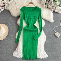 Vestido De Encaje Con Manga Larga Para Mujer Ropa De Fiesta Retro O-Neck Ajustado Estilo Coreano Poliéster Mid-Calf - details 44