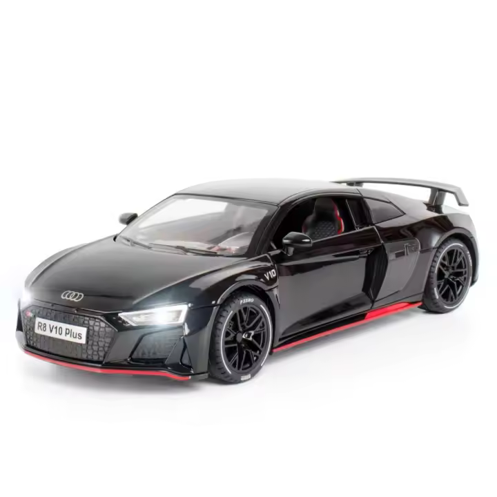 Coche De Juguete R8 V10 plus a Escala 1/24 En Aleación De Zinc Con Función De Retroceso Y Sonido Luz Regalo Para Niños - 1