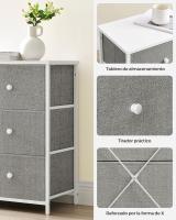 Cómoda de estilo industrial con 6 cajones de tela, armario de almacenamiento con marco de acero y tapa de madera, ideal para dormitorio y pasillo, disponible en varios colores, 30x80x71 cm - details 18