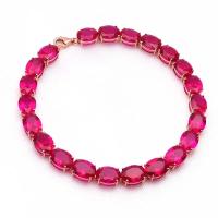Pulsera De Lujo Para Mujer Con Incrustaciones De Rubí Y Oro Rosa Plateado Clásico Joyería De Cuentas En Forma Elíptica - details 1