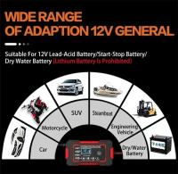 Cargador de batería de coche totalmente automático de 12 V y 6 A con pantalla LCD digital. Cargadores de reparación Power Pulse. Cargadores de batería de plomo-ácido húmedos y secos. - details 12