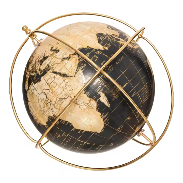 Atmosphera Globo Terráqueo Decorativo en Metal con Papel Impreso en Tonos Cálidos - 1