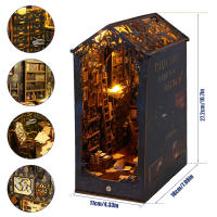 Kit De Miniatura De Librería DIY Nook Casa De Muñecas Insert Dollhouse Model Roombox Construcción Kit De Estante De Libros Madera Juguetes Bookend Para Regalos De Navidad - details 1